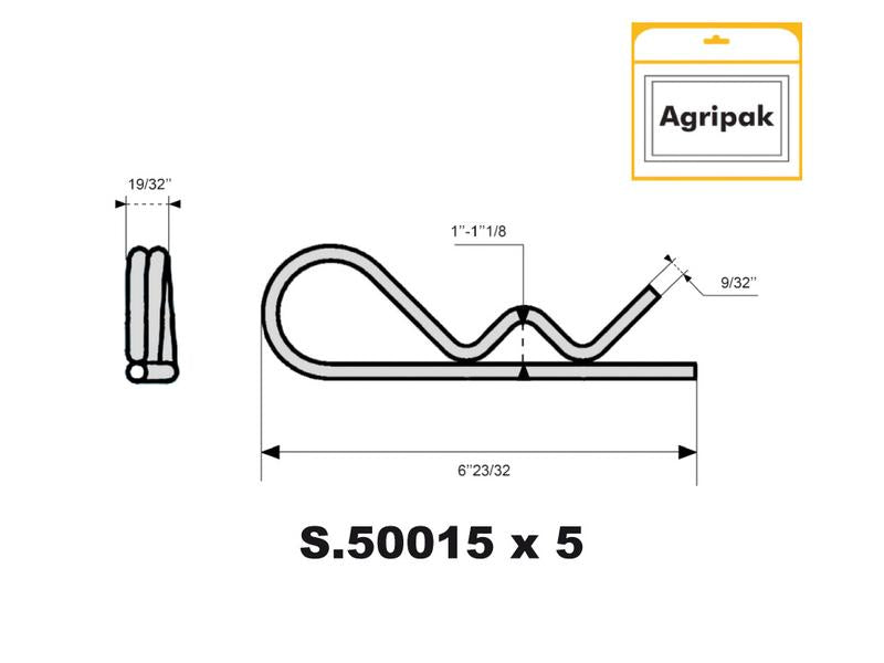 Agripak 5 un. Cavilha R dupla 7mm x 150mm (S.30264)