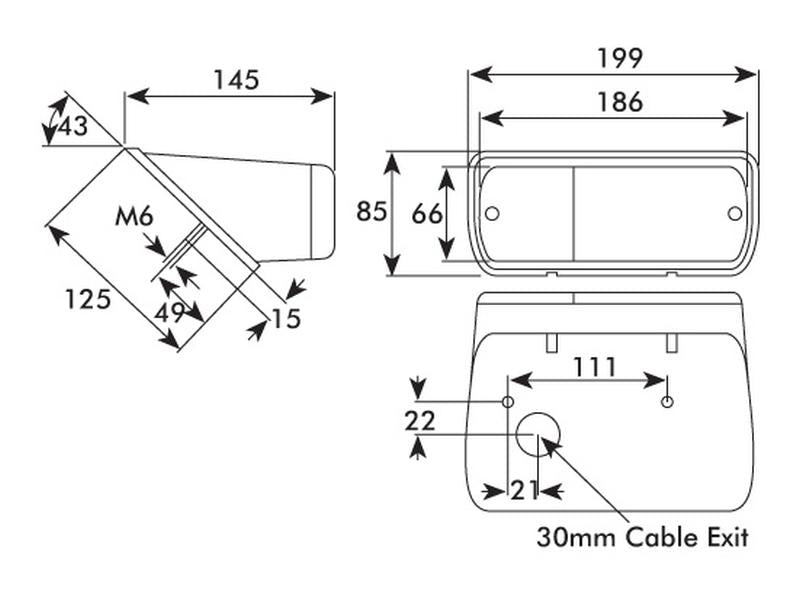 Farolim Traseiro 12V, Esq. (S.3227)
