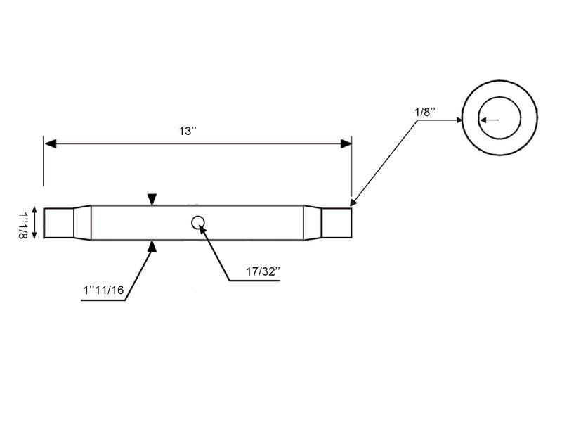 Tubo de 3º ponto - 1-1/8 UNC - 330mm (S.323)