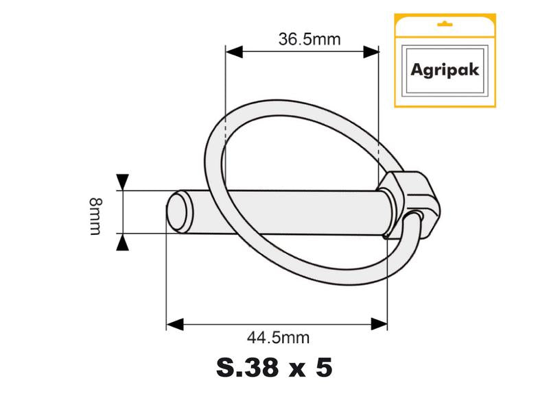 Agripak 5 un. Cavilha de mola 8mm x 44.5mm (S.3248)