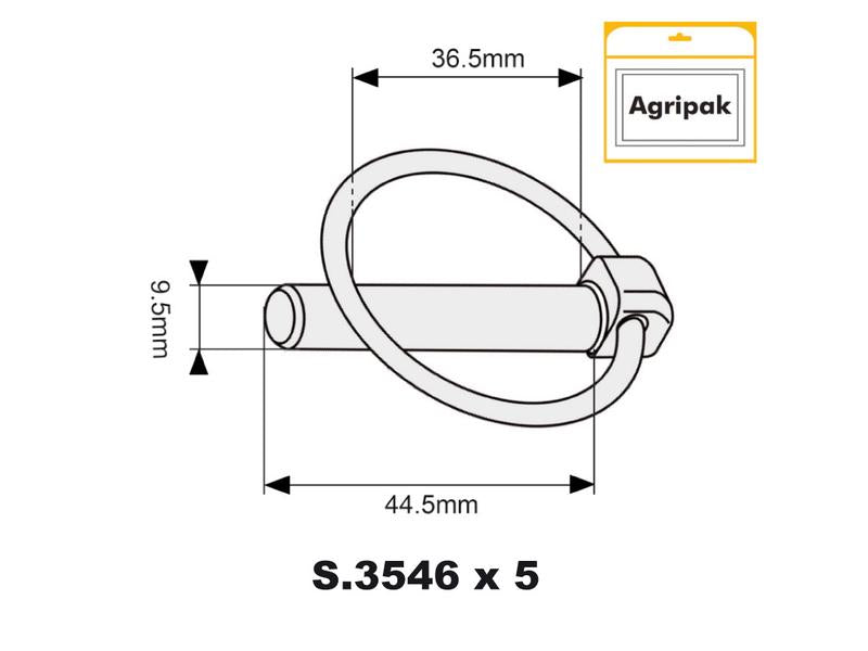 Agripak 5 un. Cavilha de mola 9.5mm x 44.5mm (S.3291)