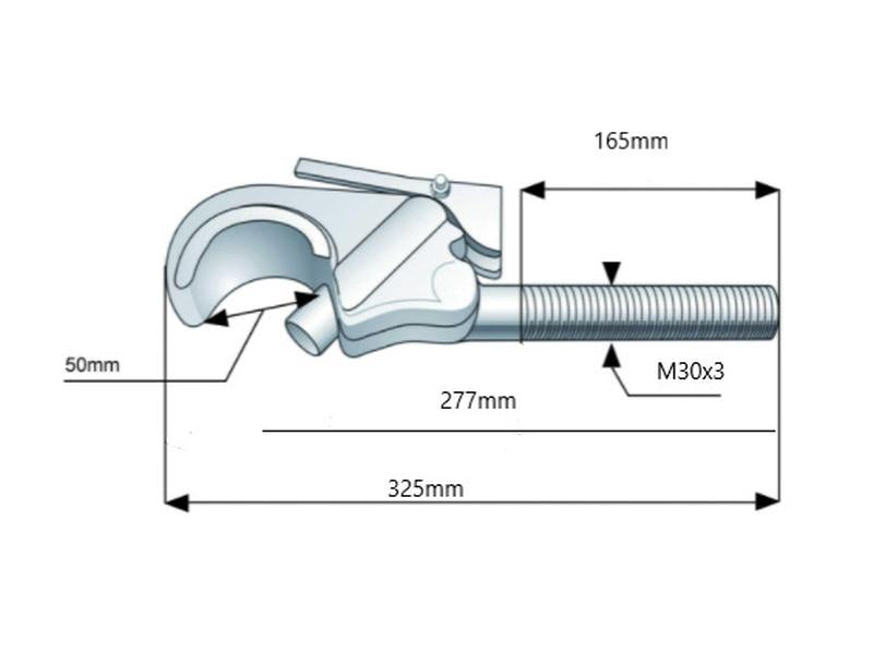 Gancho 3º ponto - Cat. 2 (Ø25mm), Tamanho da rosca: M30 x 3.00 - Dt. (S.33054)
