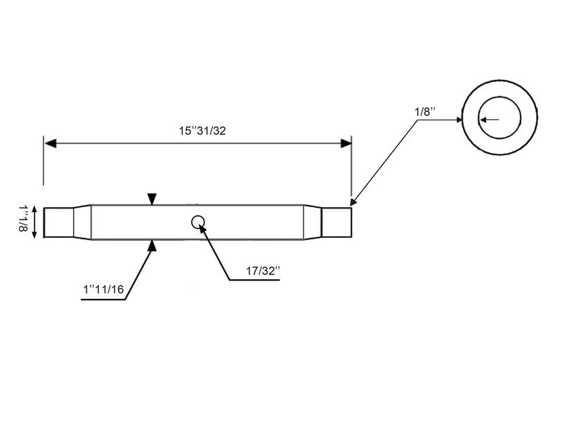 Tubo de 3º ponto - 1-1/8 UNC - 406mm (S.330)