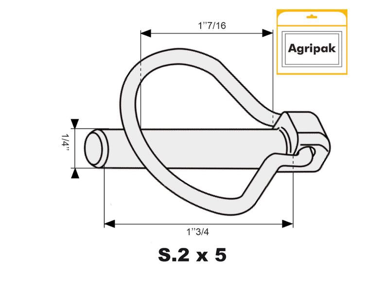Agripak 5 un. Cavilha mola tipo Pêra 6mm x 44.5mm (S.3314)
