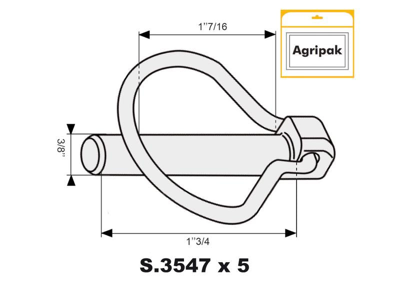 Agripak 5 un. Cavilha mola tipo Pêra 9.5mm x 44.5mm (S.3335)