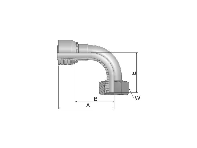 Parker Métrico 24° Racord 3/4'' x M30 x 2.00 (20S) Fêmea 90° com o´ring (S.3433012)