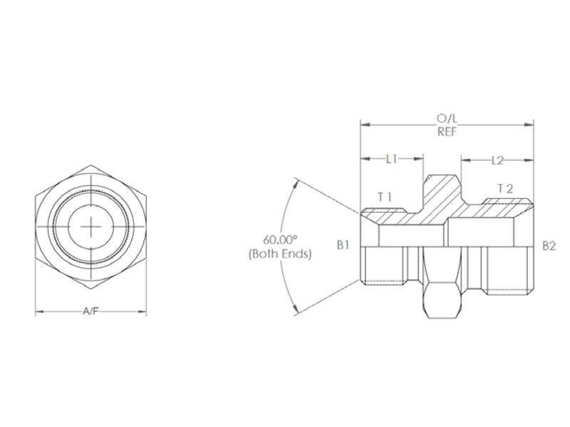 Adaptador hidráulico 1/4'' BSP Macho x 3/8'' BSP Macho (S.3496)