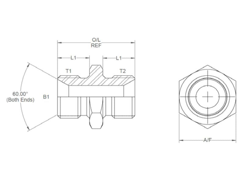Adaptador hidráulico 1-1/4'' BSP Macho x 1-1/4'' BSP Macho (S.35038)