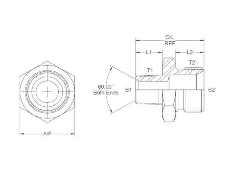Adaptador hidráulico 3/4'' NPTF Macho x 1/2'' BSP Macho (S.35054)