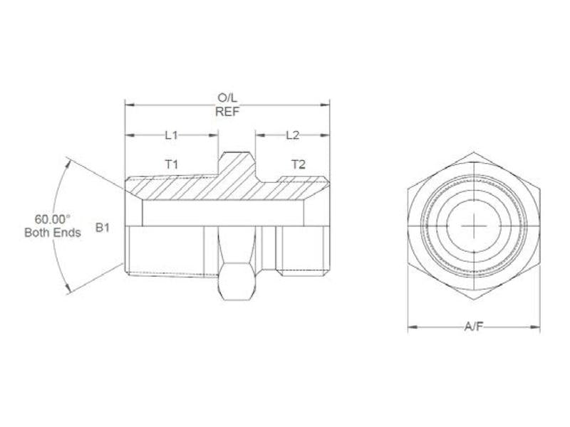 Adaptador hidráulico 3/4'' NPTF Macho x 3/4'' BSP Macho (S.35055)