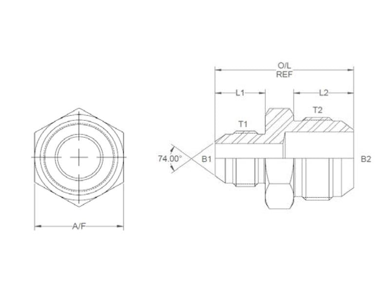 Adaptador hidráulico 9/16'' JIC Macho x 3/4'' JIC Macho (S.35071)