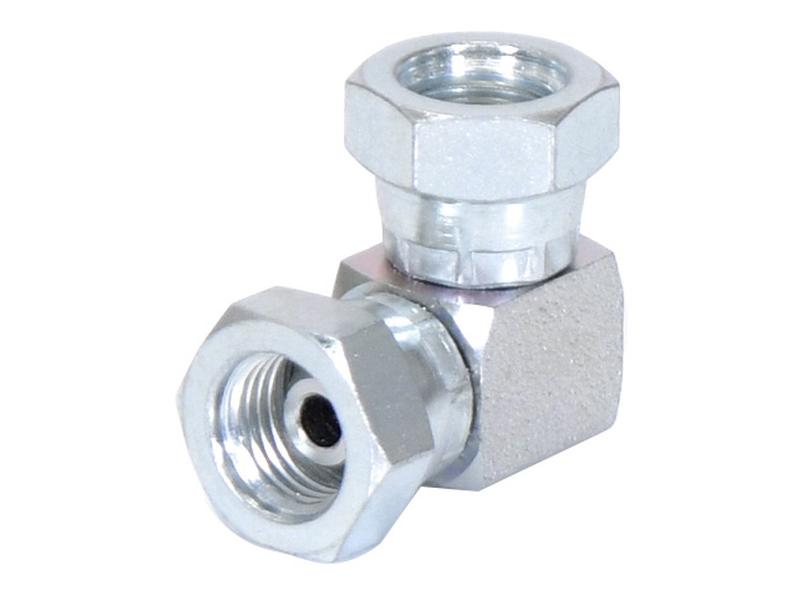 Adaptador hidráulico 1/4'' BSP Fêmea giratória x 1/4'' BSP Fêmea giratória 90° (S.35117)