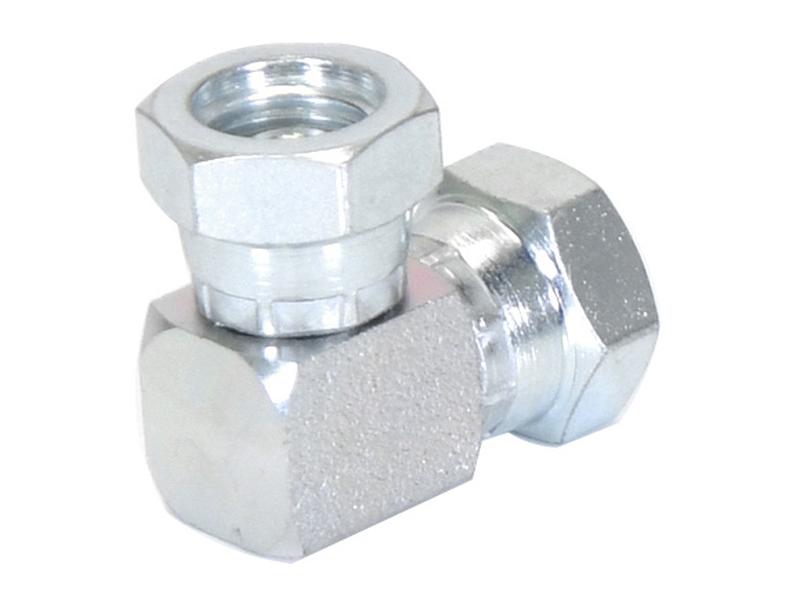 Adaptador hidráulico 1/4'' BSP Fêmea giratória x 1/4'' BSP Fêmea giratória 90° (S.35117)