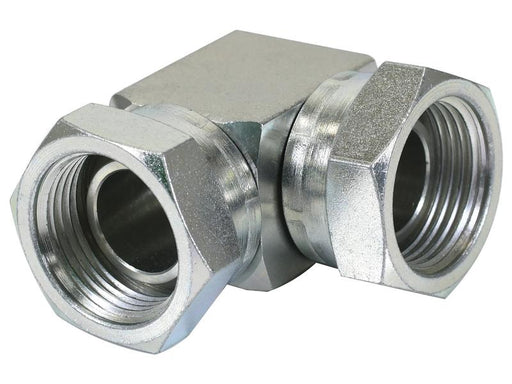 Adaptador hidráulico 1'' BSP Fêmea giratória x 1'' BSP Fêmea giratória 90° (S.35121)