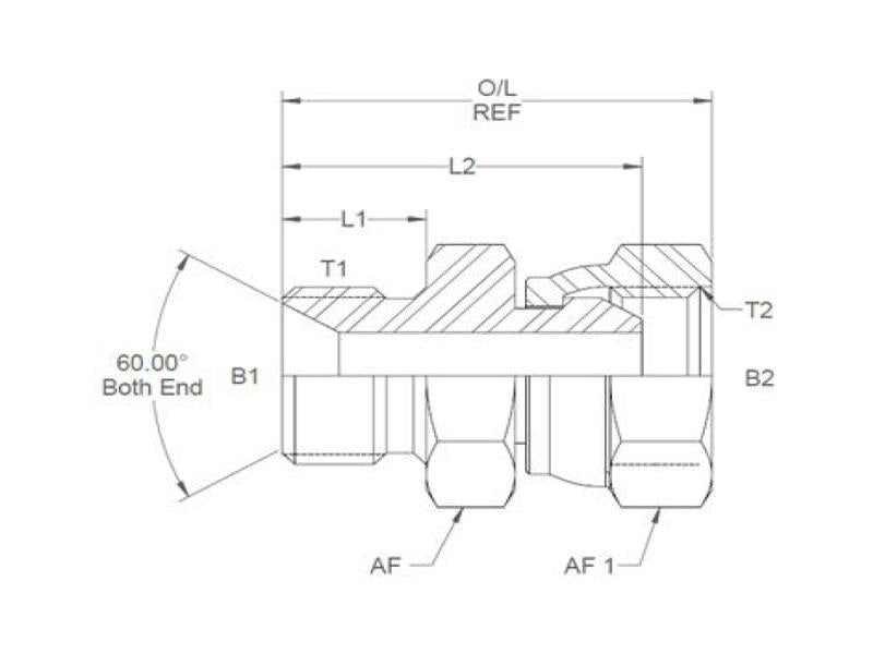 Adaptador hidráulico 1/2'' BSP Macho x 3/8'' BSP Fêmea giratória (S.3732)