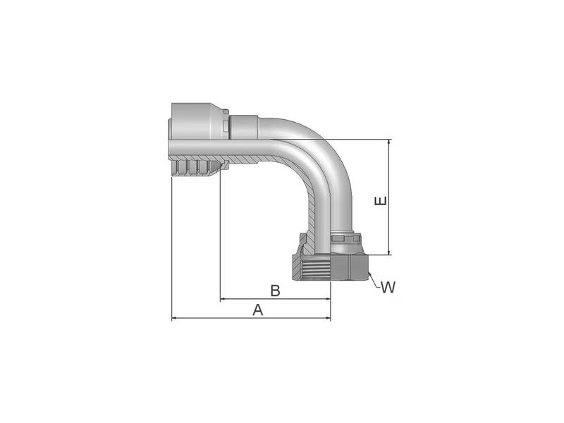 Parker ORFS Racord 1/4'' x 9/16'' - 18TPI Fêmea 90° (S.3820904)