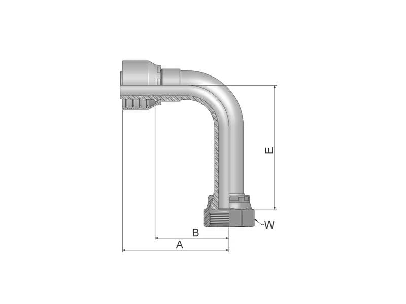 Parker ORFS Racord 1/2'' x 13/16'' - 16TPI Fêmea 90° (S.3831308)