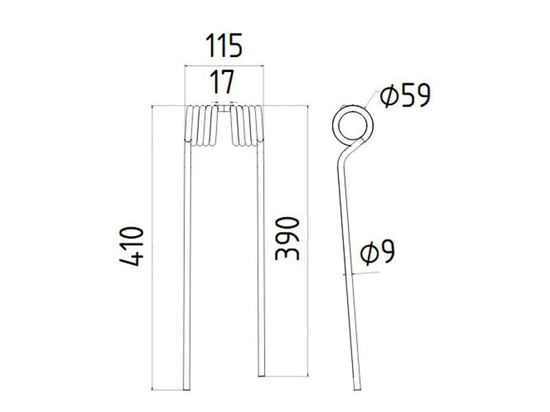 Mola - Esq. - Comp:410mm, Larg:115mm, Ø9mm - para PZ, Vicon Aplicavel em: PZ339 (S.38426)