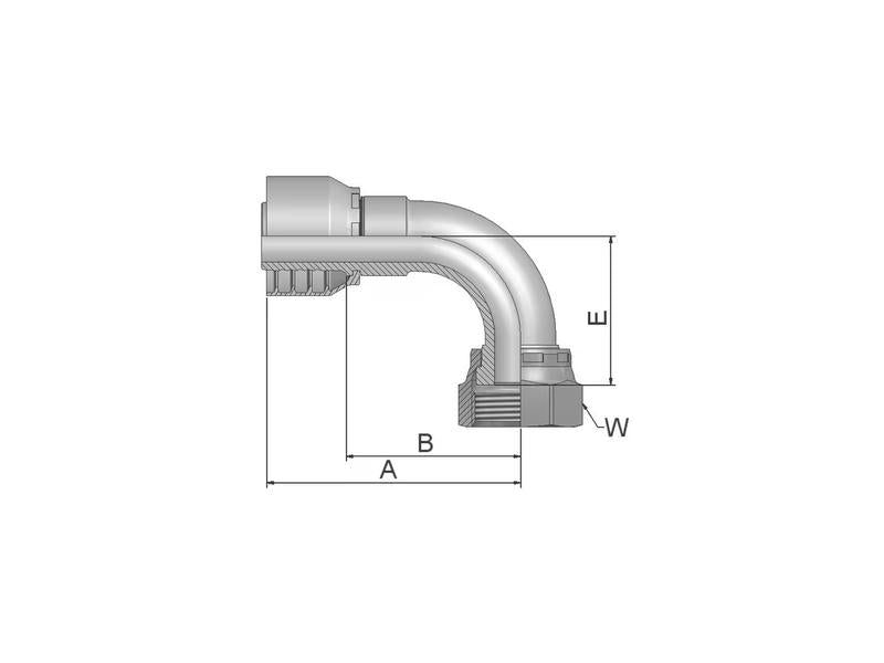 Parker ORFS Racord 1/2'' x 13/16'' - 16TPI Fêmea 90° (S.3881308)