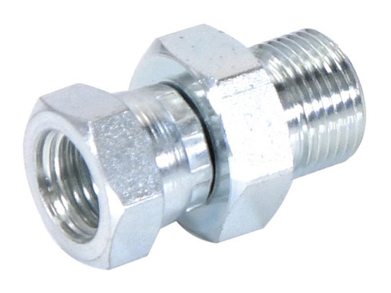Adaptador hidráulico 3/8'' BSP Macho x 1/4'' BSP Fêmea giratória (S.4686)