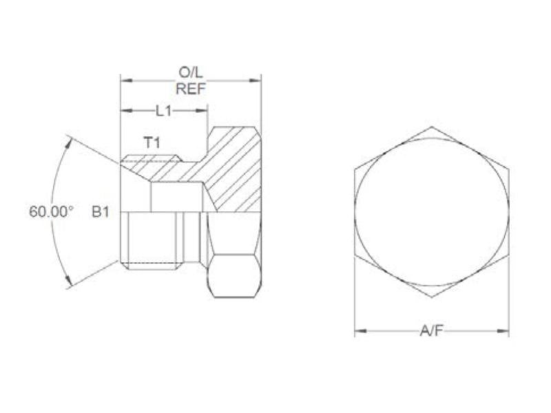 Adaptador hidráulico 3/8'' BSP 60° Tampão cónico (S.4691)