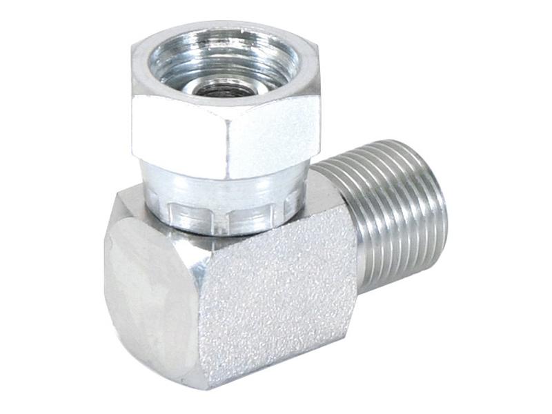 Adaptador hidráulico 3/8'' BSP Macho x 3/8'' BSP Fêmea giratória 90° (S.4694)
