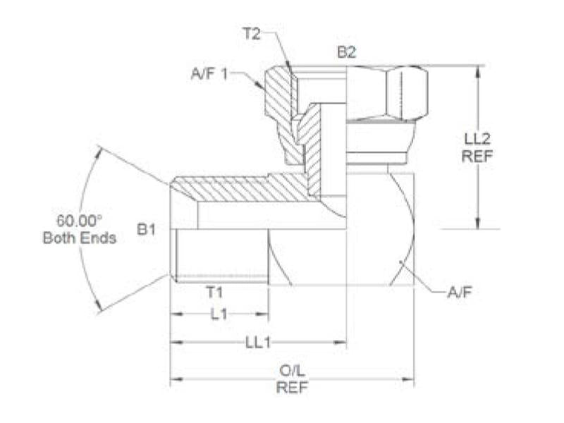 Adaptador hidráulico 1/2'' BSP Macho x 1/2'' BSP Fêmea giratória 90° (S.4695)
