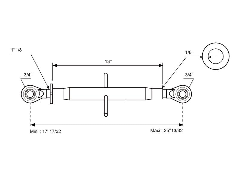 3º ponto (Cat.1/1 (Ø19/19mm)) Olhal and Olhal, 1-1/8, Comprimento minimo: 445mm. (S.479)
