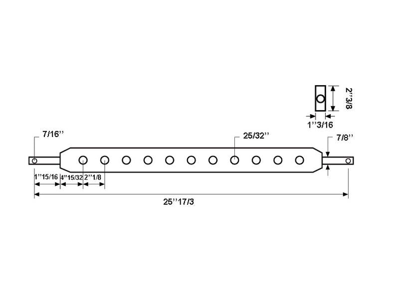 Barra estabilizadora (Cat. 1 (Ø22mm)) Núm. furos: 7, 648mm (S.5009)