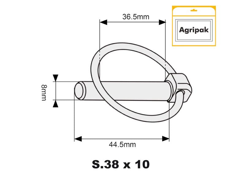 Agripak 10 un. Cavilha de mola 8mm x 44.5mm (S.5207)