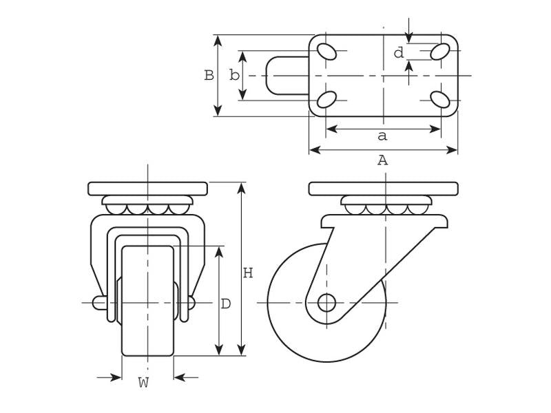 Roda borracha - Capacidade: 100kgs, Diâmetro da roda: 125mm (S.52575)