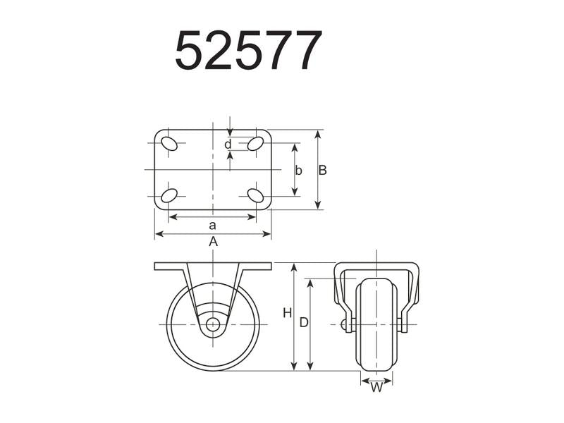 Roda borracha - Capacidade: 50kgs, Diâmetro da roda: 80mm (S.52577)