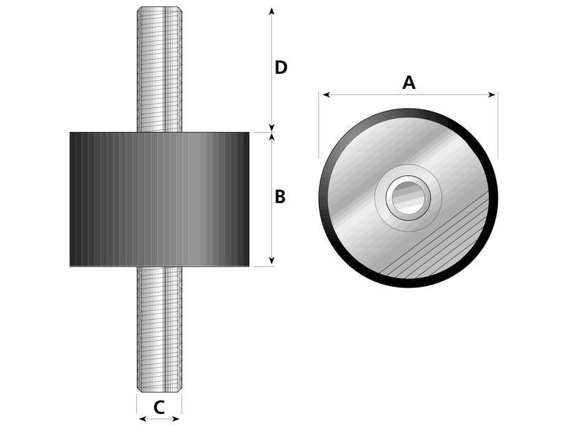 Amortecedor - macho/macho, Ø25mm. (S.55405)