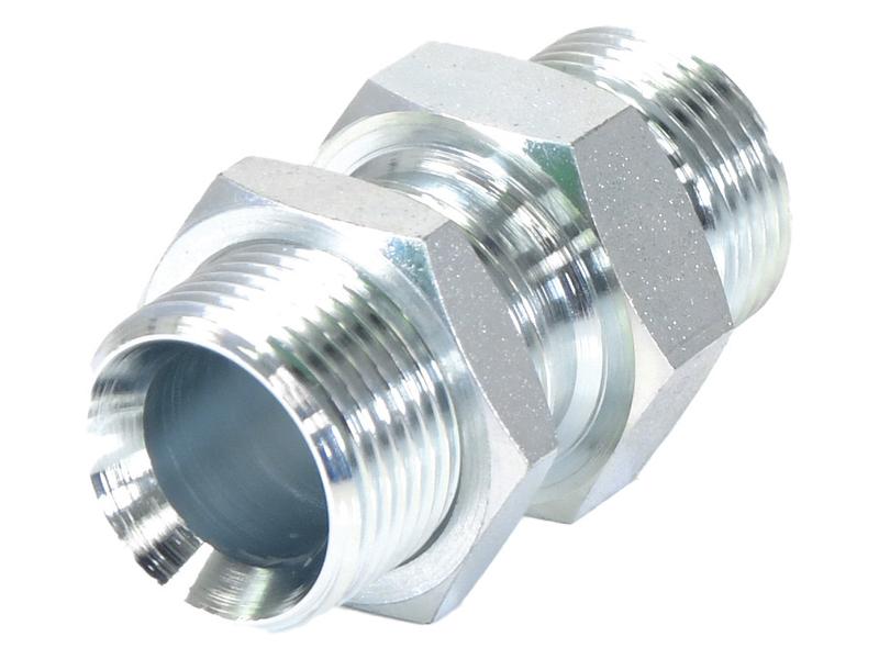 Adaptador hidráulico 3/4'' BSP Macho x 3/4'' BSP Macho Anteparo com porca de bloqueio (S.55989)
