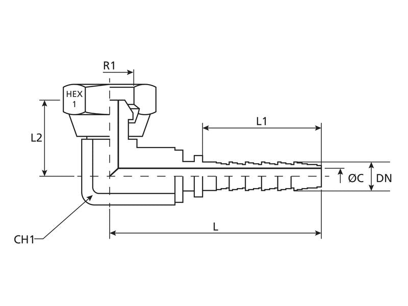 Dicsa Racord BSP 60° 1/2'' x 1/2'' Rosca fêmea 90° (S.56118)