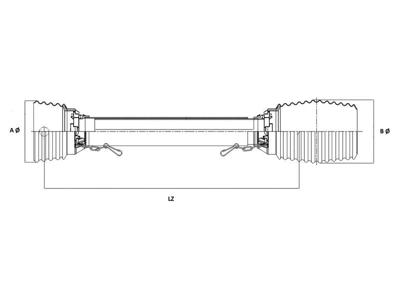 Protecção Transmissão - Média, (Lz) Comprimento: 1360mm, Embalagem: Médio. (Fornecido com 2 x 50mm anéis) (S.56519)