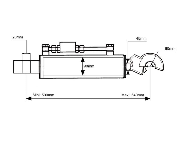 3º Ponto Hidraulico (Cat.-/3 (Ø-/32mm)) e Q.R CBM Gancho, Diametro interno Cilindro: 90mm, Comprimento minimo : 500mm. (S.56800)