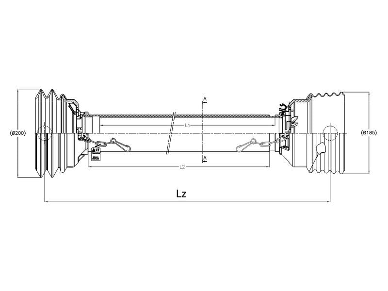 Protecção transmissão - Easylock homocinética, (Lz) Comprimento: 1310mm, Embalagem: Large. (S.59629)