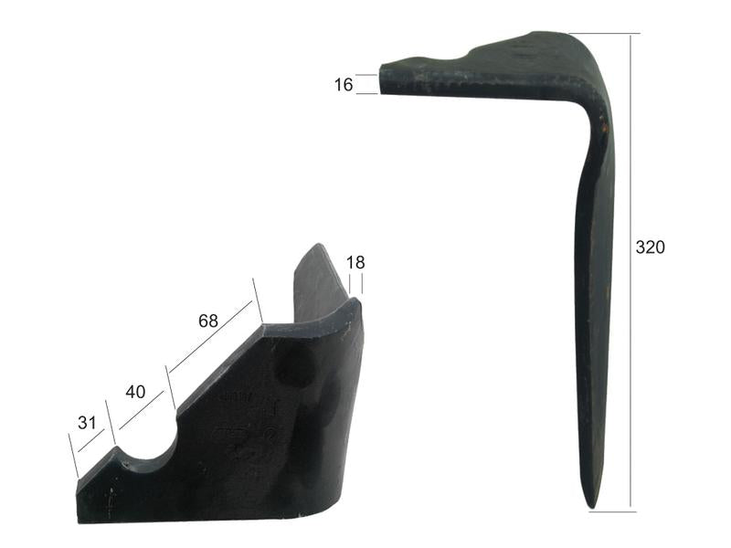 Bico 100x15x325mm Esq.. Orifício Ø 15mm. para Maschio. Aplicavel em: 36100367 (S.59736)
