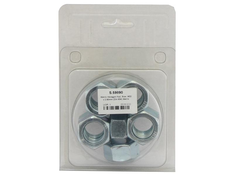 Porca métrica, Tamanho da rosca: M22x2.50mm (DIN 934) Metric Coarse (S.59890)