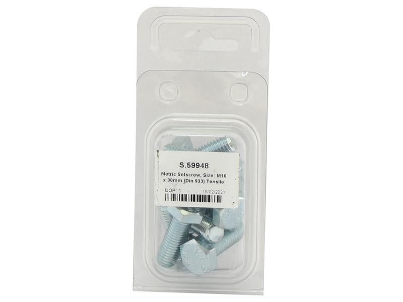 Agripak 10 un. Parafuso de ajuste métrico M10x30mm (S.59948)