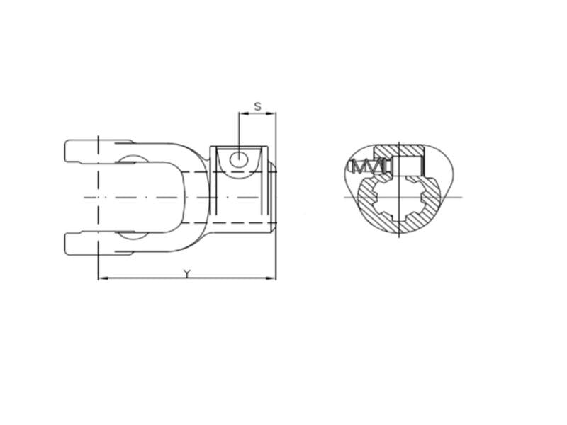 Forquilha de trinco (Dimensão da cruzeta: 27 x 74.5mm) Tamanho: 1-3/8''-21 Estrias (S.6049)