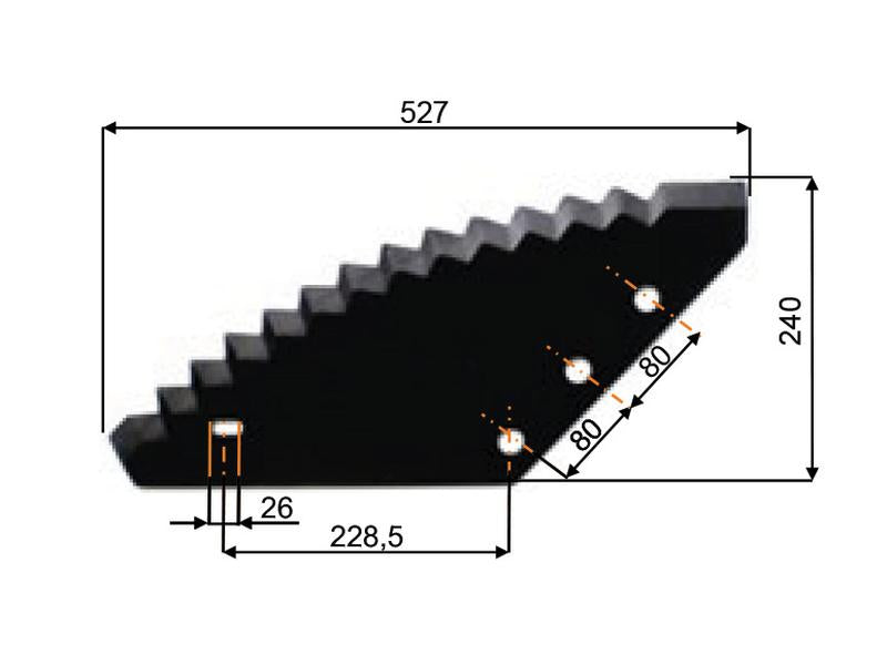 Lâmina de vagão alimentador 526mm x 245mm x 6mm para Abbey, Anderson, DTech, Peecon, Unifeed Aplicavel em: 9805123 (S.72511)