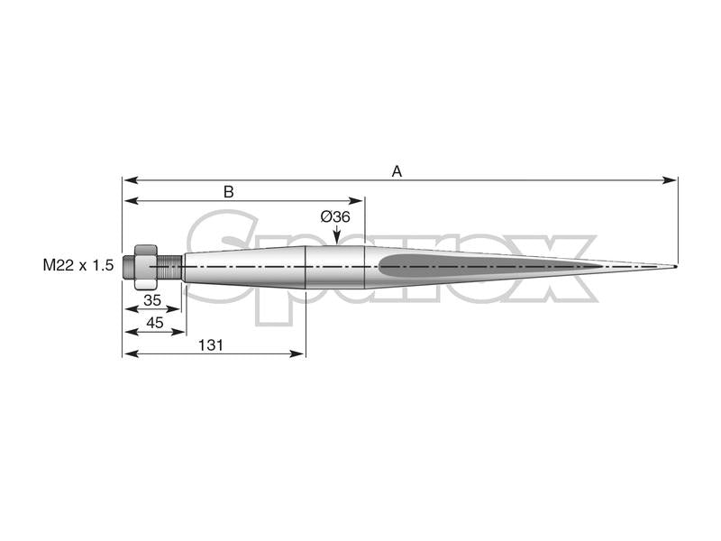 Bico - Direita 660mm, Tamanho da rosca: M22 x 1.50 (Quadrado) (S.77026)