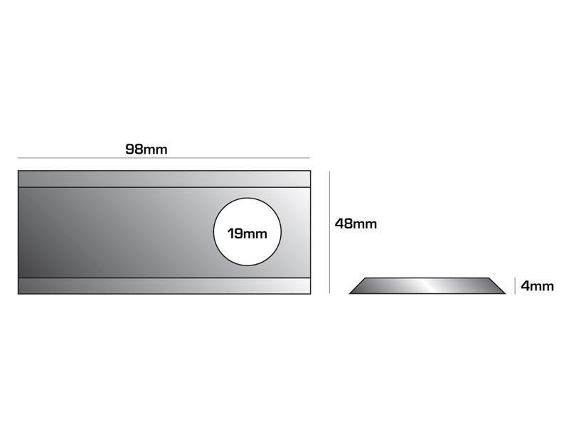 Faca - Faca torcida - 98x48x4mm - Orifício Ø19mm - Esq. - para Fella Aplicavel em: 121712 (S.77072)
