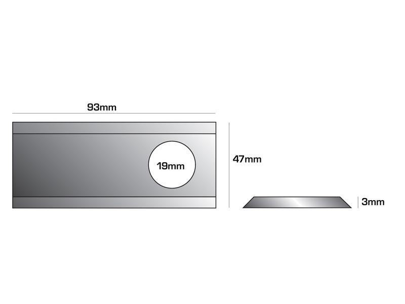 Faca - Faca torcida - 94x40x3mm - Orifício Ø19mm - Dt. - para Krone Aplicavel em: 1473025 (S.77097)