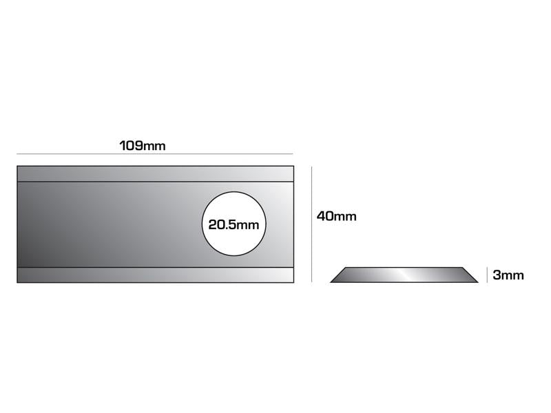 Faca - Faca plana - 109 x 40x3mm - Orifício Ø20.5mm - Esq./Dt. - para Taarup Aplicavel em: 58.372.000 (S.77120)