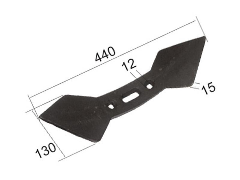 Bico escarificador 440x130x20mm Centros de orifícios em 45/75mm (S.77197)