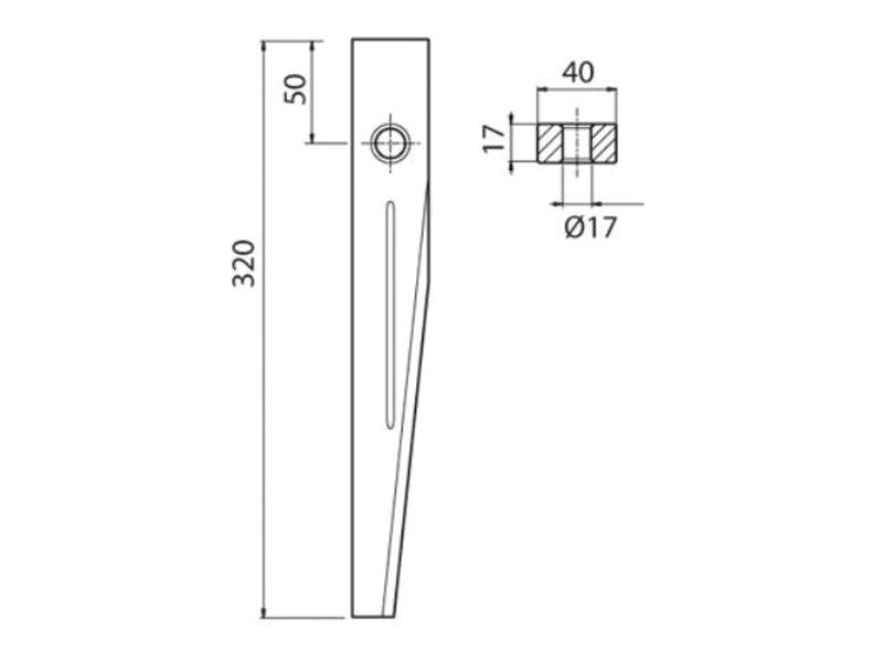 Bico para grade de bicos 320mm. para Kuhn Aplicavel em: 52503700 (S.77255)
