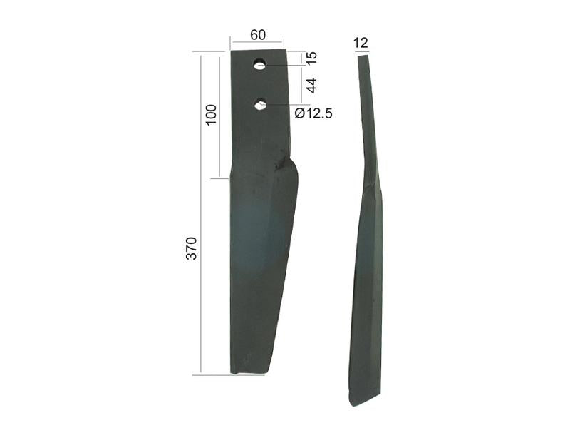 Bico 60x12x370mm Dt. Centros de orifícios em: 44mm. Orifício Ø 12.5mm. para Maschio. Aplicavel em: 10100266 (S.77278)